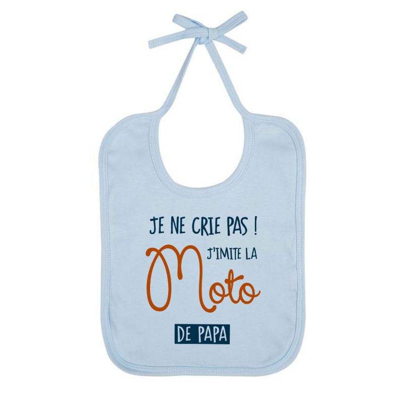 Bavoir Bio "Je ne crie pas j'imite la moto de papa"